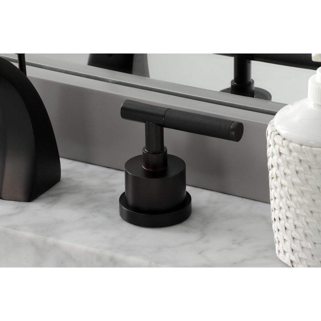 Kaiser Two-Handle 3-Hole Deck Mount Widespread Bathroom Faucet with Brass Pop-Up Drain