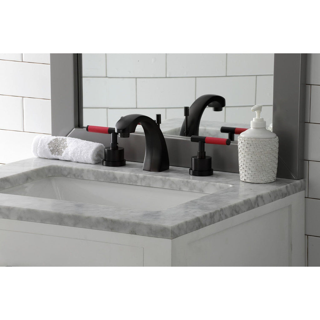 Kaiser Two-Handle 3-Hole Deck Mount Widespread Bathroom Faucet with Brass Pop-Up Drain