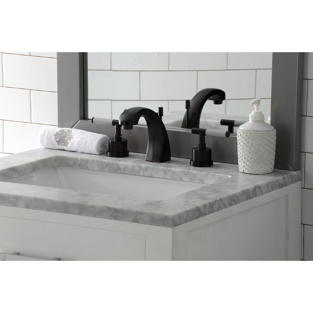 Kaiser Two-Handle 3-Hole Deck Mount Widespread Bathroom Faucet with Brass Pop-Up Drain