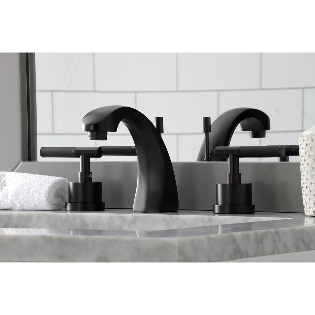 Kaiser Two-Handle 3-Hole Deck Mount Widespread Bathroom Faucet with Brass Pop-Up Drain