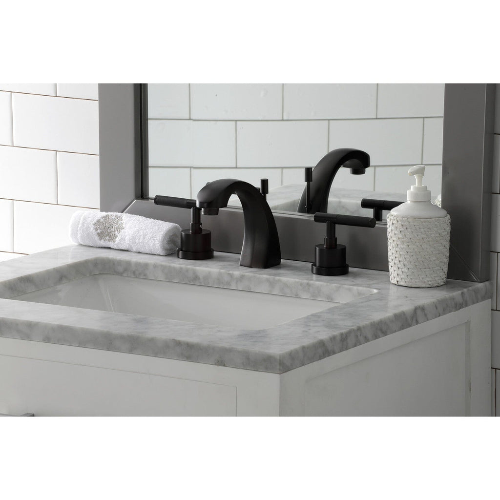 Kaiser Two-Handle 3-Hole Deck Mount Widespread Bathroom Faucet with Brass Pop-Up Drain