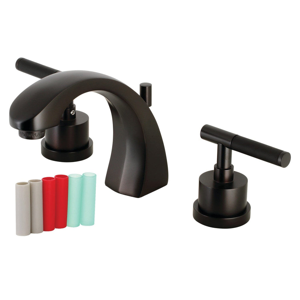 Kaiser Two-Handle 3-Hole Deck Mount Widespread Bathroom Faucet with Brass Pop-Up Drain