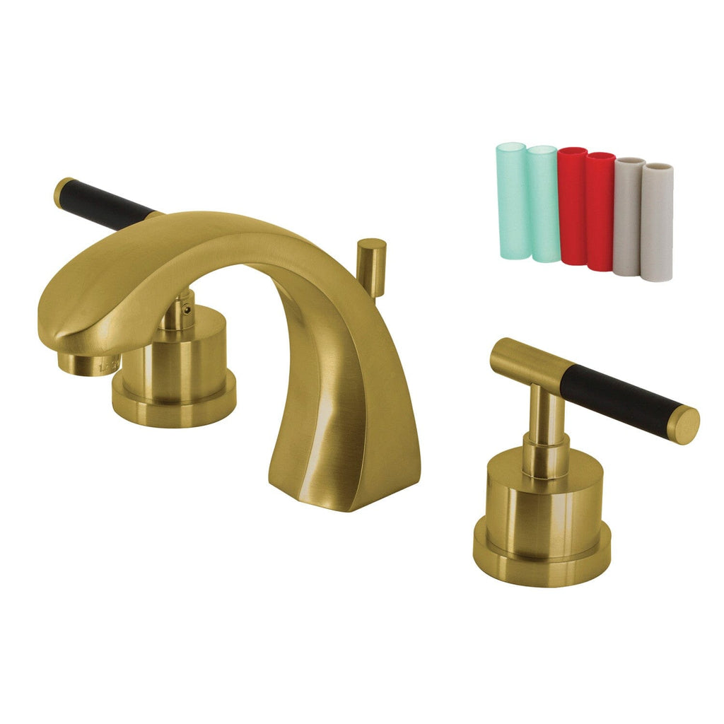 Kaiser Two-Handle 3-Hole Deck Mount Widespread Bathroom Faucet with Brass Pop-Up Drain