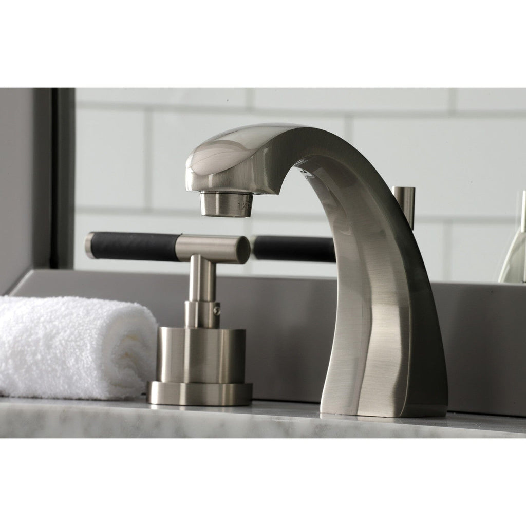 Kaiser Two-Handle 3-Hole Deck Mount Widespread Bathroom Faucet with Brass Pop-Up Drain