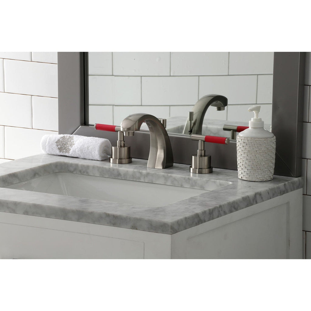 Kaiser Two-Handle 3-Hole Deck Mount Widespread Bathroom Faucet with Brass Pop-Up Drain