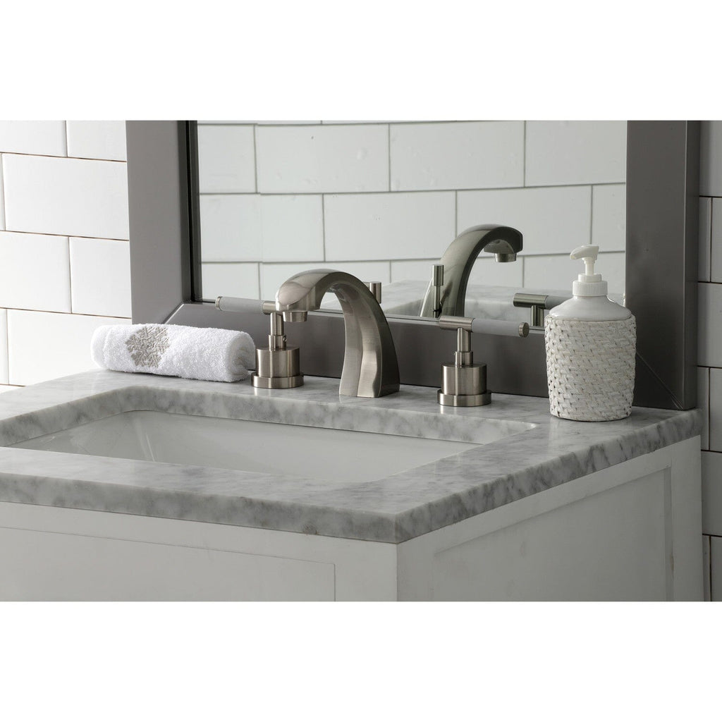 Kaiser Two-Handle 3-Hole Deck Mount Widespread Bathroom Faucet with Brass Pop-Up Drain