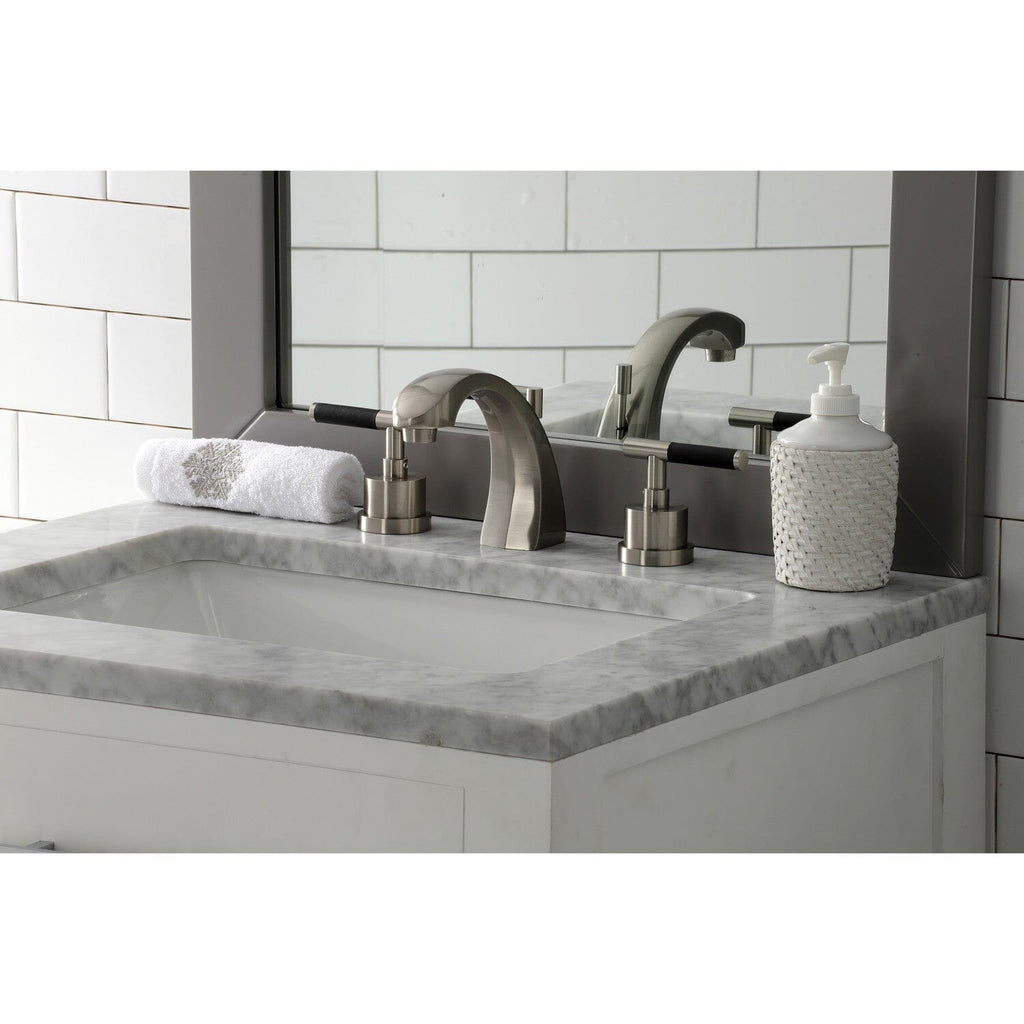 Kaiser Two-Handle 3-Hole Deck Mount Widespread Bathroom Faucet with Brass Pop-Up Drain