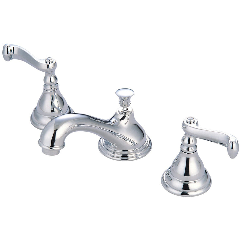 Royale Two-Handle 3-Hole Deck Mount Widespread Bathroom Faucet with Brass Pop-Up