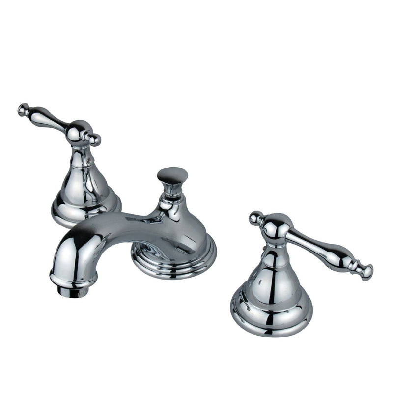 Two-Handle 3-Hole Deck Mount Widespread Bathroom Faucet with Brass Pop-Up
