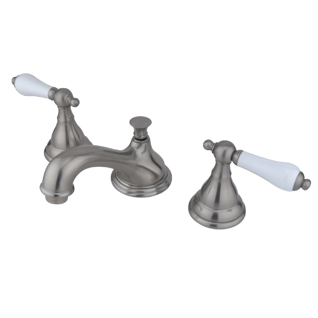 Royale Two-Handle 3-Hole Deck Mount Widespread Bathroom Faucet with Brass Pop-Up Drain
