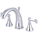 Royale Two-Handle 3-Hole Deck Mount Widespread Bathroom Faucet with Brass Pop-Up