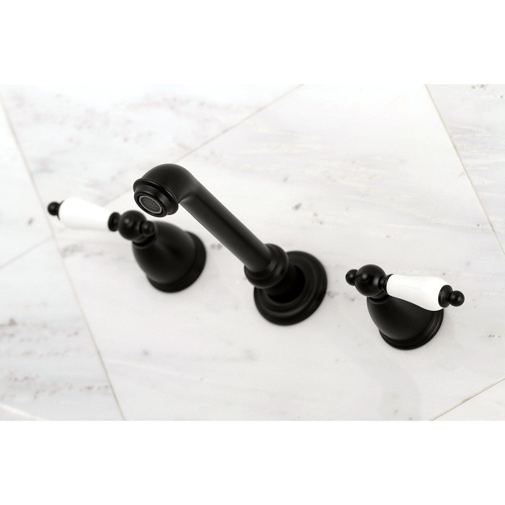 English Country Double-Handle 3-Hole Wall Mount Bathroom Faucet