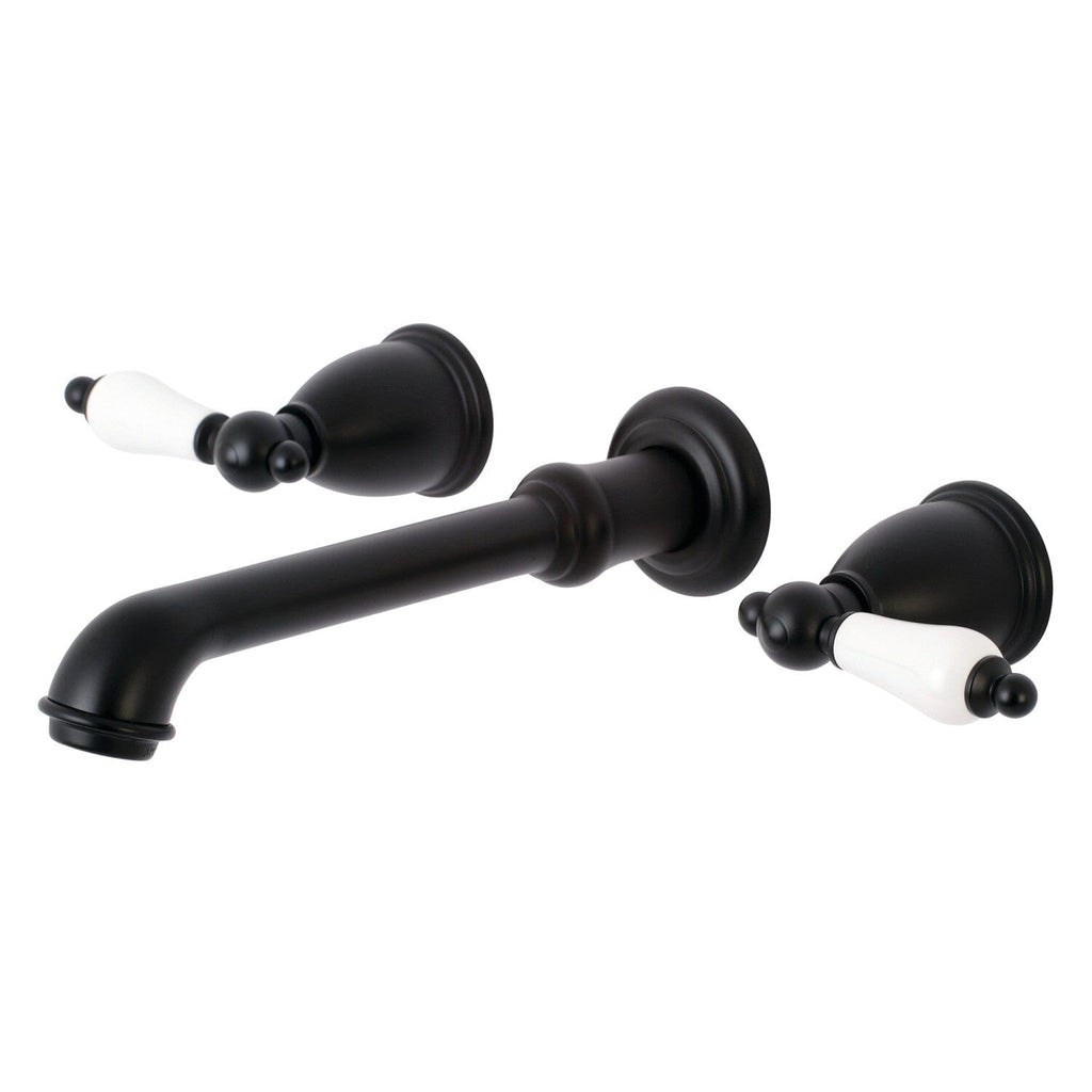 English Country Double-Handle 3-Hole Wall Mount Bathroom Faucet