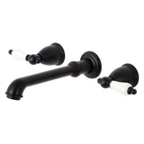 English Country Double-Handle 3-Hole Wall Mount Bathroom Faucet