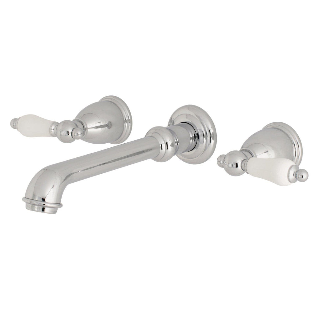 English Country Double-Handle 3-Hole Wall Mount Bathroom Faucet