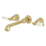 English Country Double-Handle 3-Hole Wall Mount Bathroom Faucet