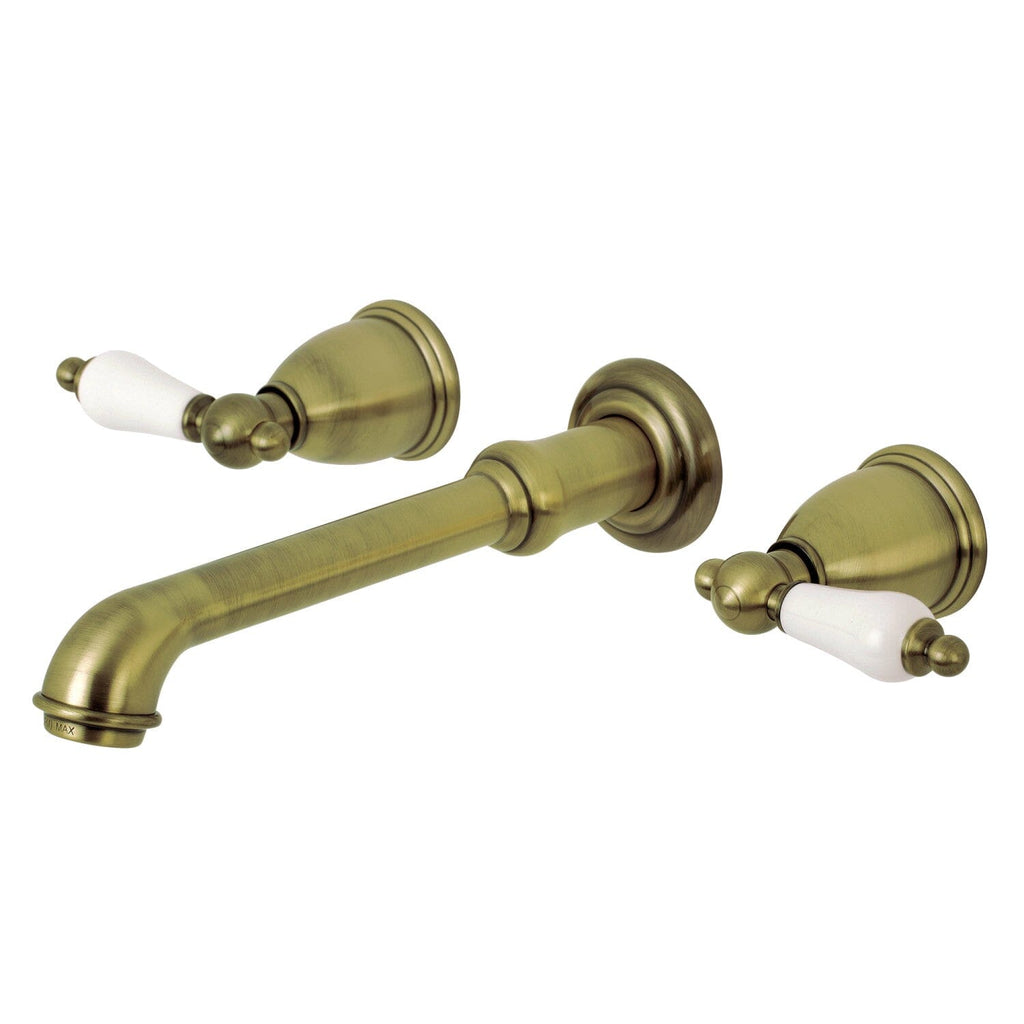 English Country Double-Handle 3-Hole Wall Mount Bathroom Faucet
