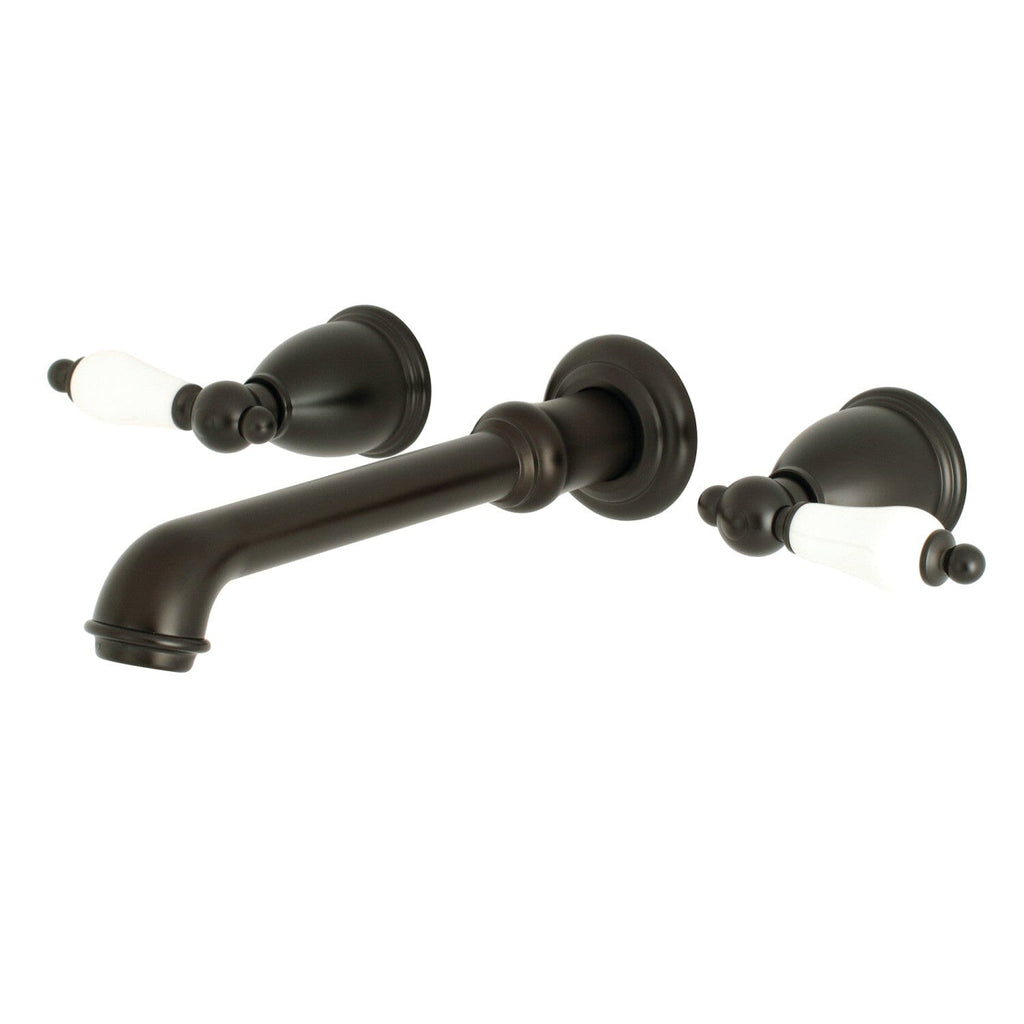 English Country Double-Handle 3-Hole Wall Mount Bathroom Faucet