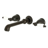 English Country Double-Handle 3-Hole Wall Mount Bathroom Faucet
