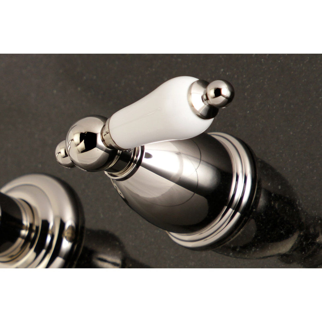 English Country Double-Handle 3-Hole Wall Mount Bathroom Faucet