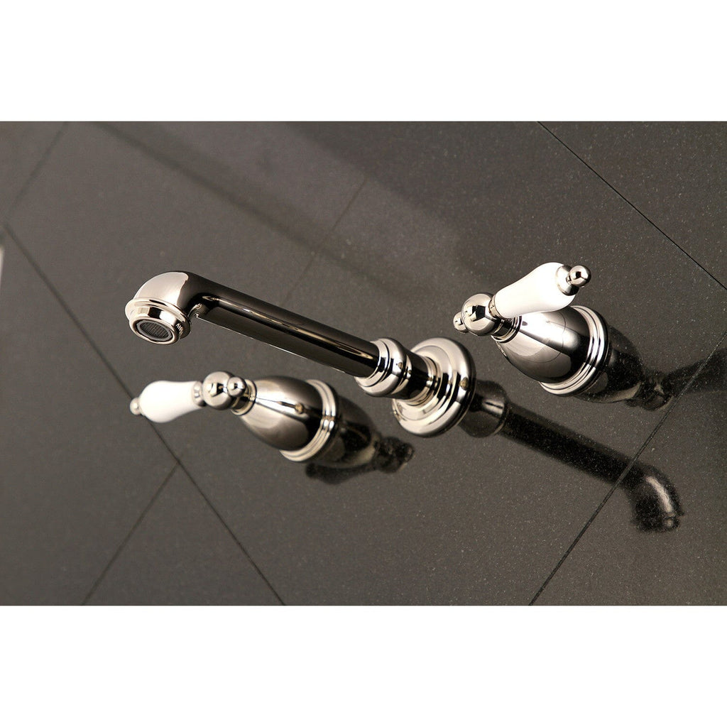 English Country Double-Handle 3-Hole Wall Mount Bathroom Faucet