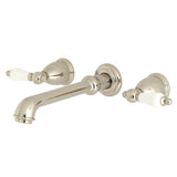 English Country Double-Handle 3-Hole Wall Mount Bathroom Faucet