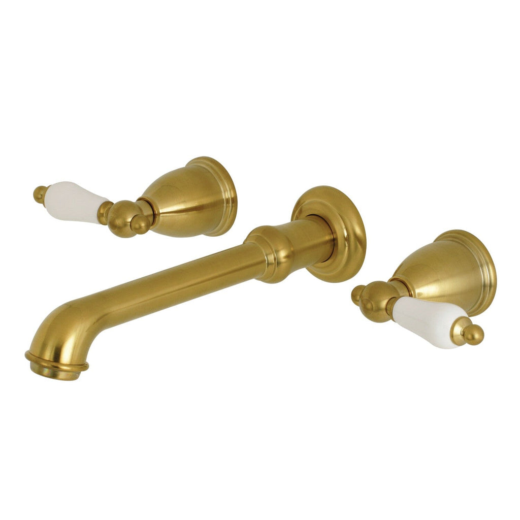 English Country Double-Handle 3-Hole Wall Mount Bathroom Faucet