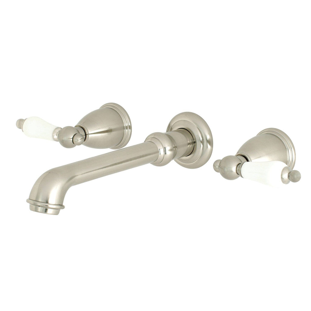 English Country Double-Handle 3-Hole Wall Mount Bathroom Faucet