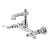 English Country Double-Handle 2-Hole Wall Mount Bathroom Faucet