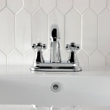 English Vintage Double-Handle 3-Hole Deck Mount 4-Inch Centerset Bathroom Faucet with Brass Pop-Up