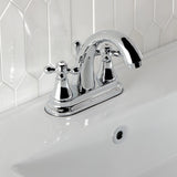 English Vintage Double-Handle 3-Hole Deck Mount 4-Inch Centerset Bathroom Faucet with Brass Pop-Up