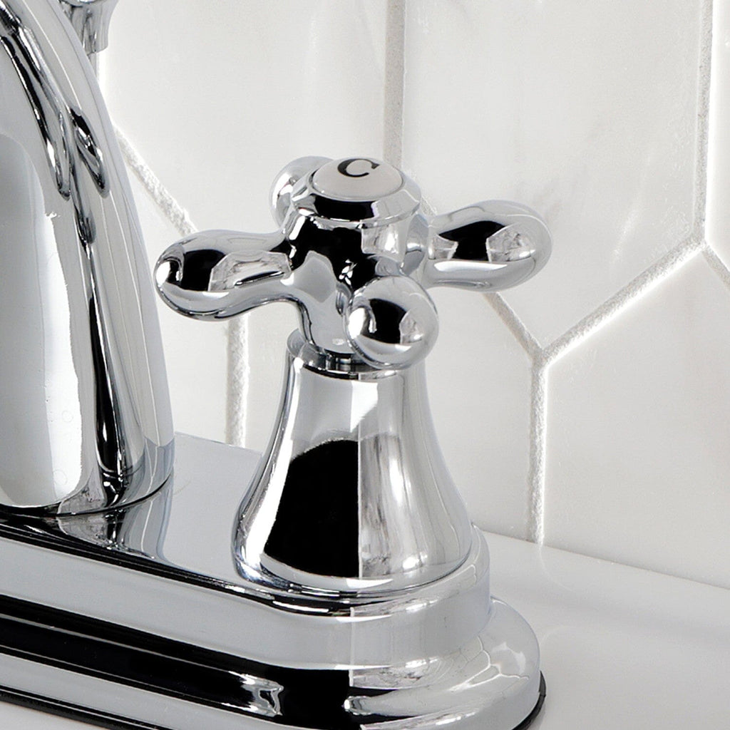 English Vintage Double-Handle 3-Hole Deck Mount 4-Inch Centerset Bathroom Faucet with Brass Pop-Up