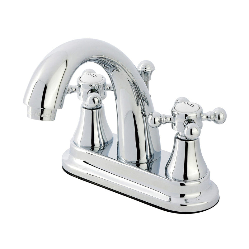 English Vintage Double-Handle 3-Hole Deck Mount 4-Inch Centerset Bathroom Faucet with Brass Pop-Up