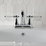 Wilshire Double-Handle 3-Hole Deck Mount 4-Inch Centerset Bathroom Faucet with Brass Pop-Up