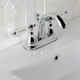 Wilshire Double-Handle 3-Hole Deck Mount 4-Inch Centerset Bathroom Faucet with Brass Pop-Up