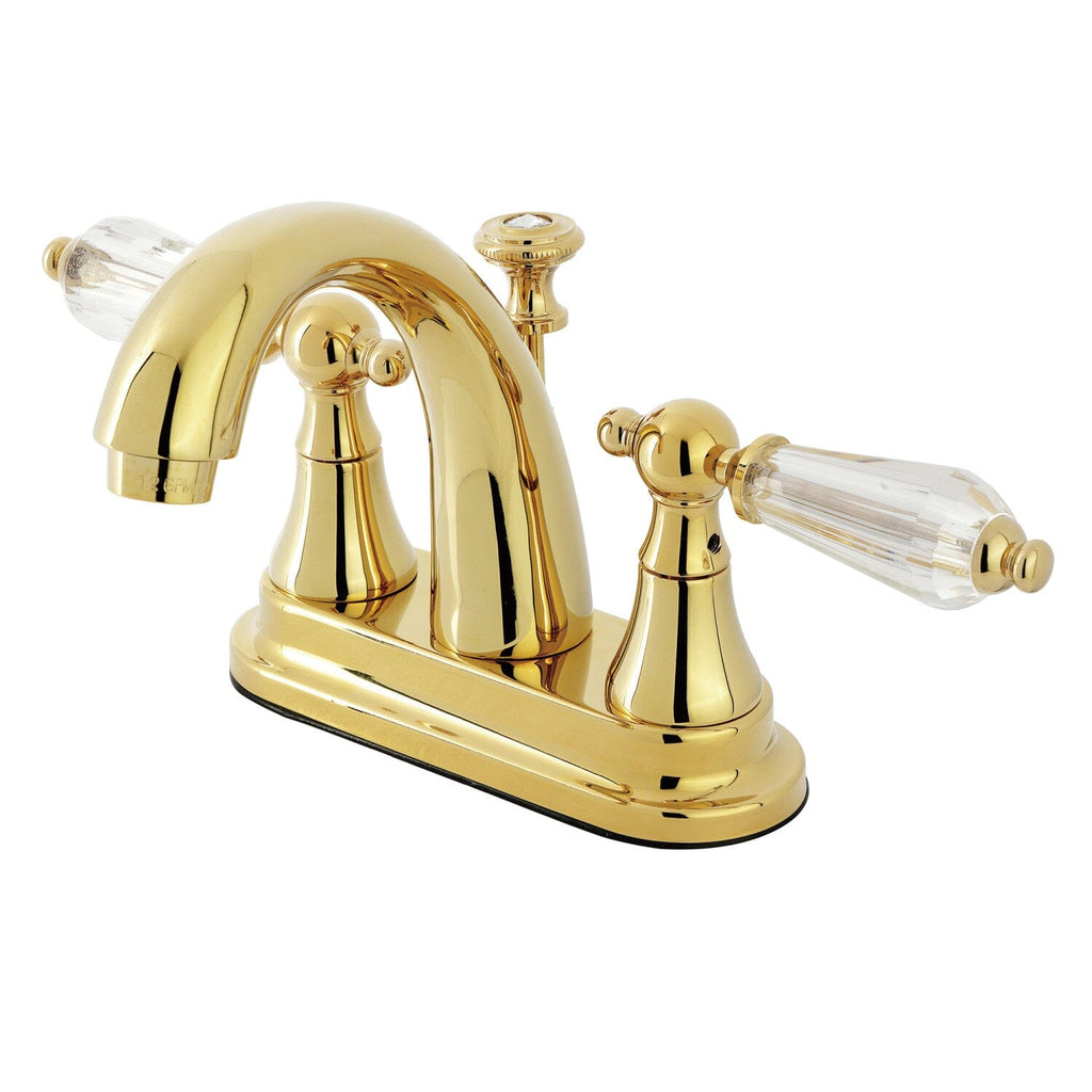Wilshire Double-Handle 3-Hole Deck Mount 4-Inch Centerset Bathroom Faucet with Brass Pop-Up