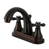 English Vintage Double-Handle 3-Hole Deck Mount 4-Inch Centerset Bathroom Faucet with Brass Pop-Up