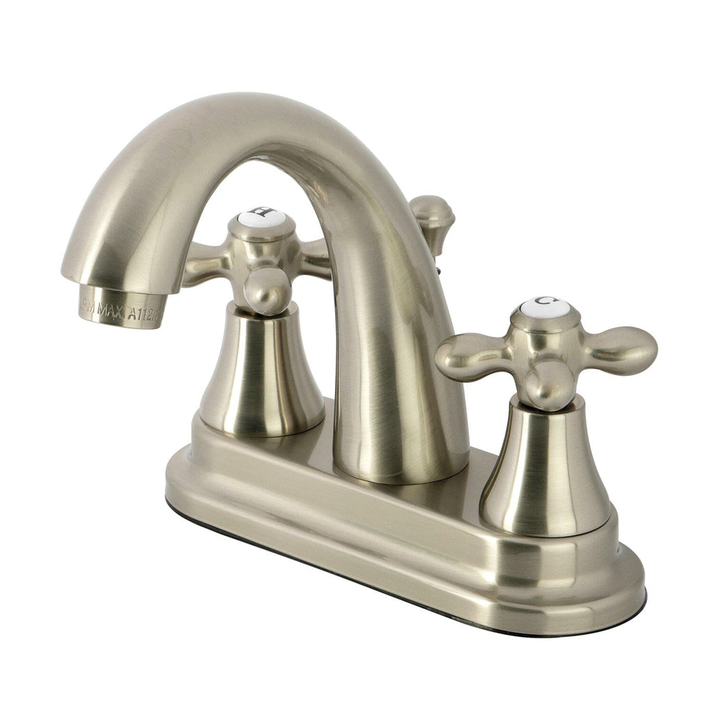 English Vintage Double-Handle 3-Hole Deck Mount 4-Inch Centerset Bathroom Faucet with Brass Pop-Up