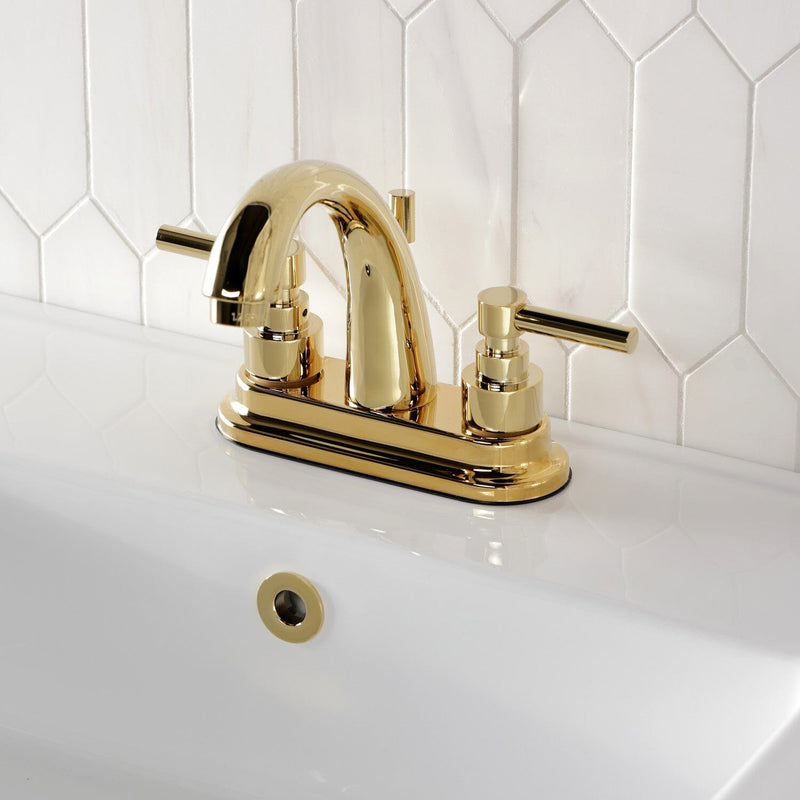 Elinvar Double-Handle 3-Hole Deck Mount 4-Inch Centerset Bathroom Faucet with Brass Pop-Up