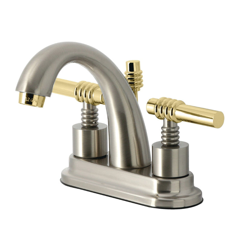 Milano Double-Handle 3-Hole Deck Mount 4-Inch Centerset Bathroom Faucet with Brass Pop-Up