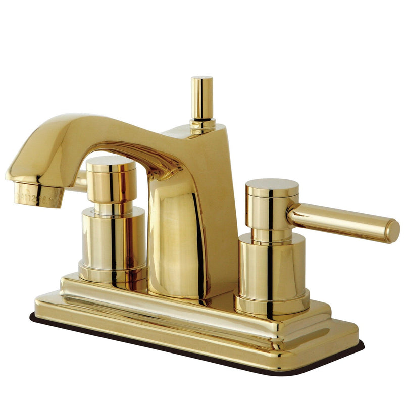 Concord Double-Handle 3-Hole Deck Mount 4-Inch Centerset Bathroom Faucet with Brass Pop-Up
