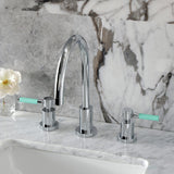 Kaiser Two-Handle 3-Hole Deck Mount Widespread Bathroom Faucet with Brass Pop-Up Drain