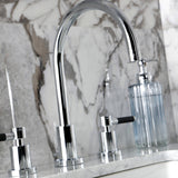 Kaiser Two-Handle 3-Hole Deck Mount Widespread Bathroom Faucet with Brass Pop-Up Drain