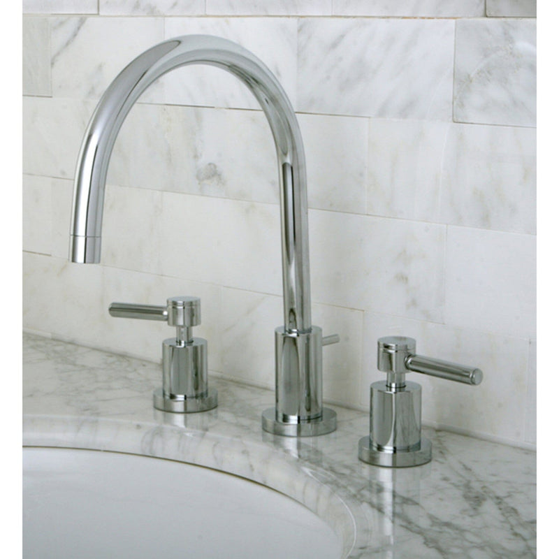 Concord Two-Handle 3-Hole Deck Mount Widespread Bathroom Faucet with Brass Pop-Up