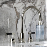 Kaiser Two-Handle 3-Hole Deck Mount Widespread Bathroom Faucet with Brass Pop-Up
