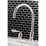 NuWave Two-Handle 3-Hole Deck Mount Widespread Bathroom Faucet with Brass Pop-Up