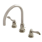 NuWave Two-Handle 3-Hole Deck Mount Widespread Bathroom Faucet with Brass Pop-Up