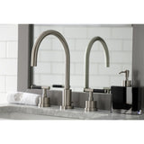 Kaiser Two-Handle 3-Hole Deck Mount Widespread Bathroom Faucet with Brass Pop-Up