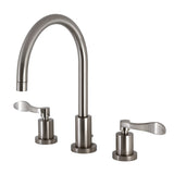 NuWave Two-Handle 3-Hole Deck Mount Widespread Bathroom Faucet with Brass Pop-Up