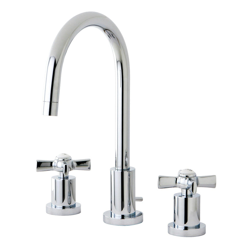 Millennium Two-Handle 3-Hole Deck Mount Widespread Bathroom Faucet with Brass Pop-Up Drain